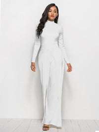 Long Sleeve Mock Neck Wide Leg Jumpsuit – Chic & - Modestly Vogue 