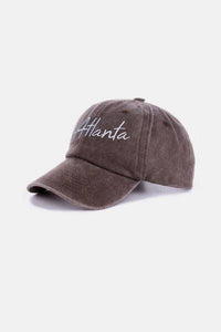 Washed ATLANTA Embroidered Baseball Cap – Trendy and Casual Cap with Atlanta Design - Modestly Vogue 