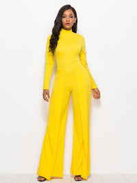 Long Sleeve Mock Neck Wide Leg Jumpsuit – Chic & - Modestly Vogue 