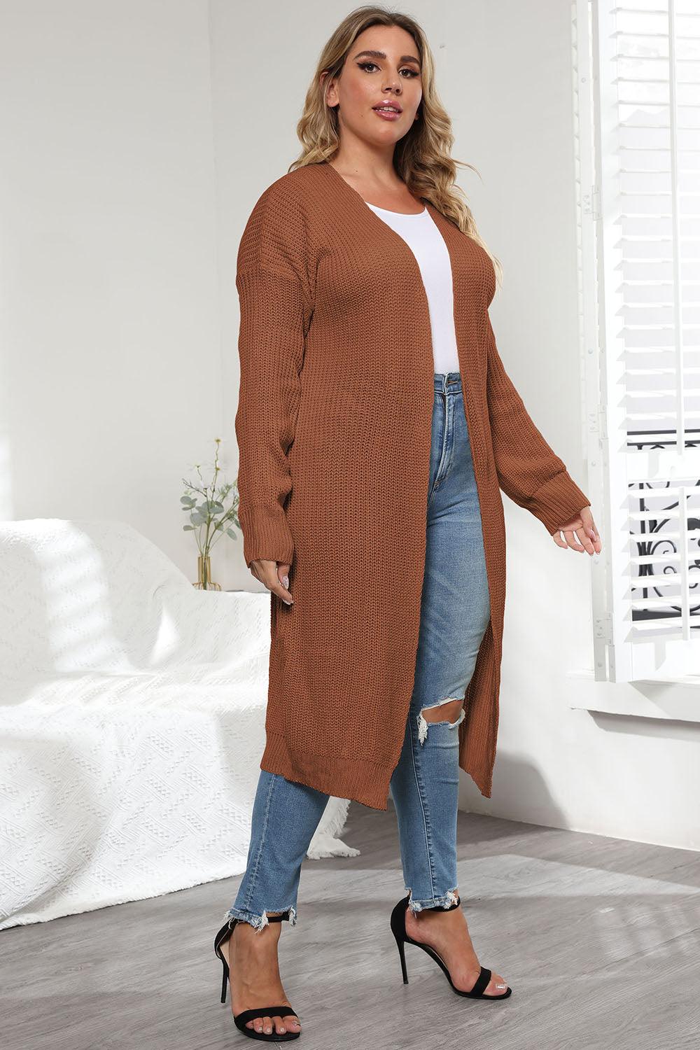 Plus Size Open Front Cardigan – Long Sleeve Layer - Modestly Vogue 