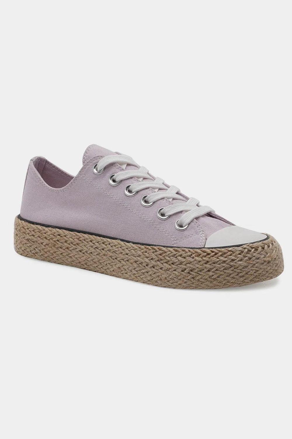 Beast Fashion Lace Up Woven Espadrille Sole Sneakers - Modestly Vogue 