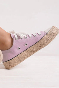 Beast Fashion Lace Up Woven Espadrille Sole Sneakers - Modestly Vogue 