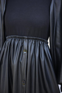 Black Skirt Leather Detail Dress - Chic & 's Dress - Modestly Vogue 