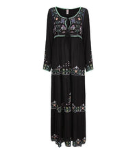 Bohemian Embroidered Lace Up Dress With Lining - Modestly Vogue 