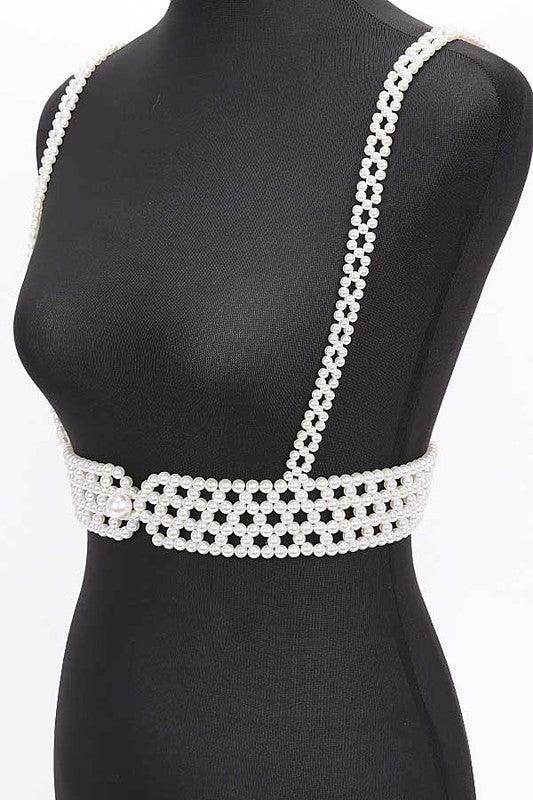 Braided Faux Pearl Harness Belt – Waist Accessory - Modestly Vogue 