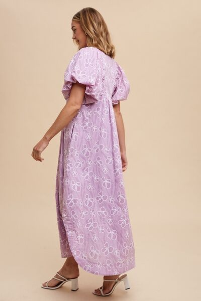 Floral Smock Detail Puff Sleeve Dress - Feminine and Elegant Floral Dress - Modestly Vogue 