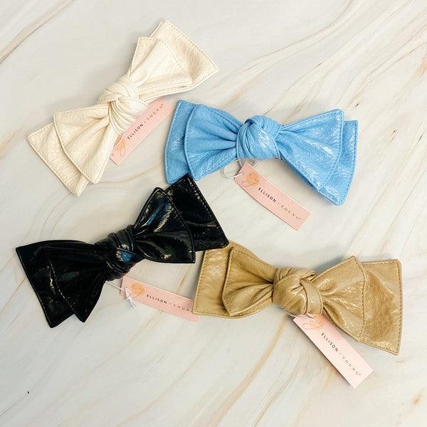 Hair Accessories – & Hair Clips, Headbands & More | Patent Double Bow Hair Clip - Modestly Vogue 