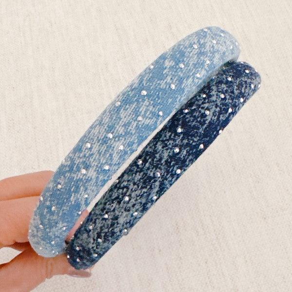 Denim Hair Accessories – Hair Clips, Headbands | Slim And Shine Jean Headband Set Of 2 - Modestly Vogue 