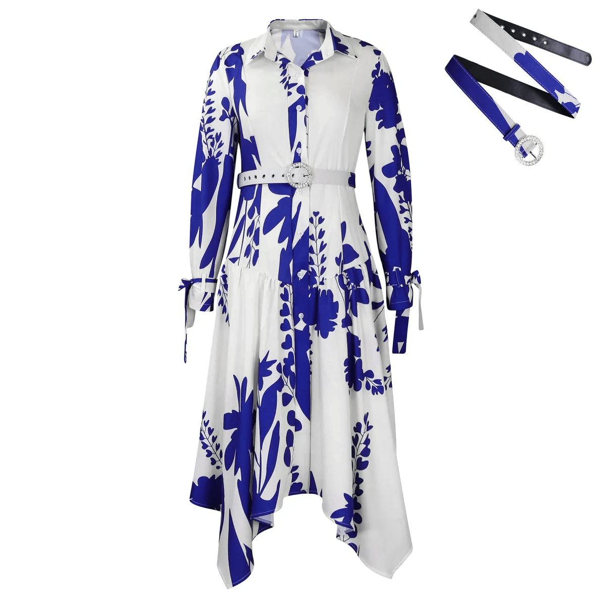 Stylish Dresses for Women – Trendy & Timeless Styles for Every Occasion | Modestly Vogue Flattering Curvy Fit | Stylish & Comfortable Plus-Size Clothing | Modestly Vogue Autumn Women Fashion Plus Size Graphic Printed Lapel Long Sleeve Irregular Dress - Modestly Vogue 