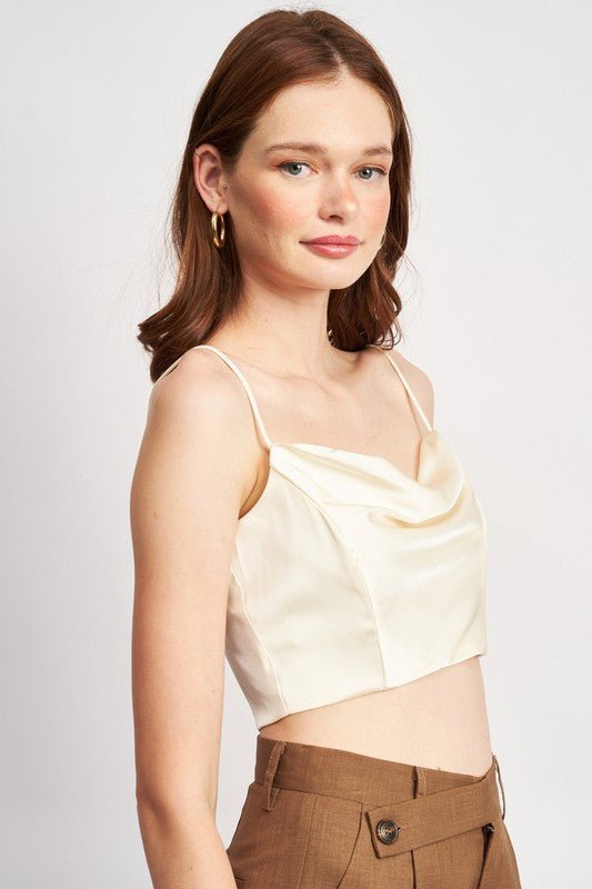 COWL NECK SATIN BUSTIER - Modestly Vogue 