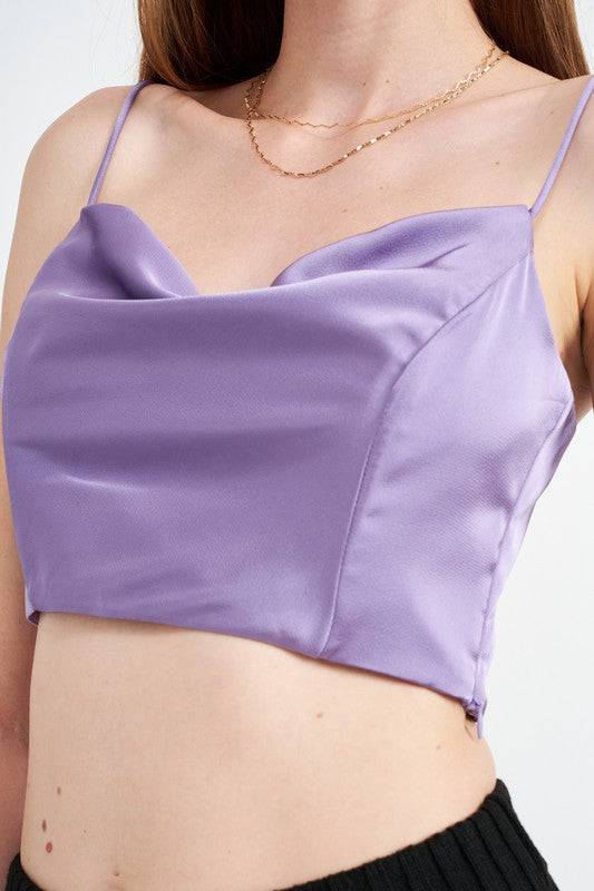 COWL NECK SATIN BUSTIER - Modestly Vogue 