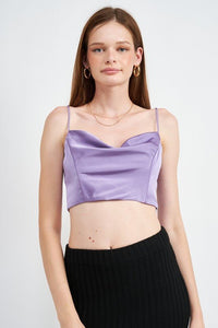 COWL NECK SATIN BUSTIER - Modestly Vogue 