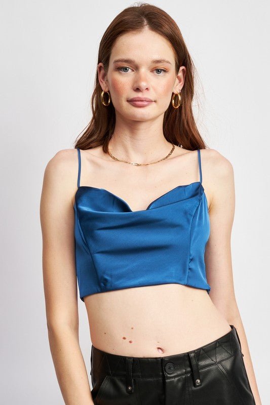 COWL NECK SATIN BUSTIER - Modestly Vogue 