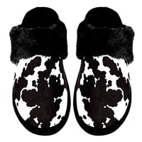 Cozy Socks & Slippers for Women – Comfortable & Stylish Footwear Collection | Modestly Vogue CC Cow Print Faux Fur Slippers - Modestly Vogue 