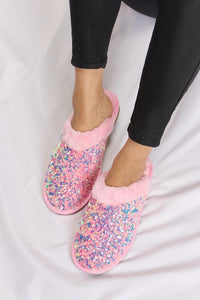 Cozy Socks & Slippers for Women – Comfortable & Stylish Footwear Collection | Modestly Vogue Forever Link Sequin Plush Round Toe Slippers - Modestly Vogue 