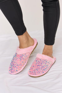 Cozy Socks & Slippers for Women – Comfortable & Stylish Footwear Collection | Modestly Vogue Forever Link Sequin Plush Round Toe Slippers - Modestly Vogue 