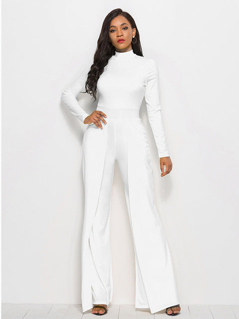 Long Sleeve Mock Neck Wide Leg Jumpsuit – Chic & - Modestly Vogue 