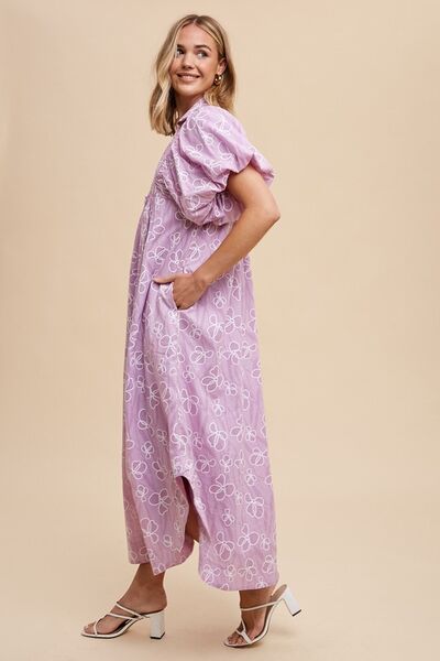 Floral Smock Detail Puff Sleeve Dress - Feminine and Elegant Floral Dress - Modestly Vogue 