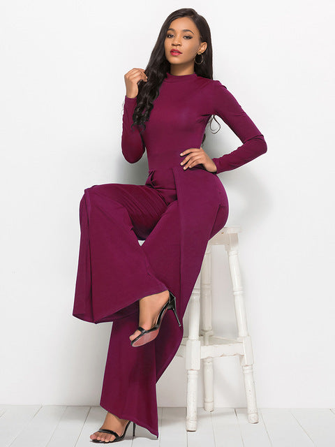 Long Sleeve Mock Neck Wide Leg Jumpsuit – Chic & - Modestly Vogue 