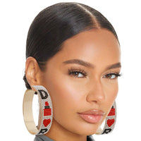 Stunning Earrings for Women – Elegant & Luxury Earrings Collection | Modestly Vogue Red Black D Designer Wide Metal Hoops - Modestly Vogue 