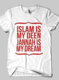 DEEN & JANNAH Islamic Half Sleeves T-shirt - Faith-Based Design for Modest Wear - Modestly Vogue 