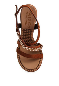 DOMEDA Metal Chain Mid Heel Sandal - Modestly Vogue 