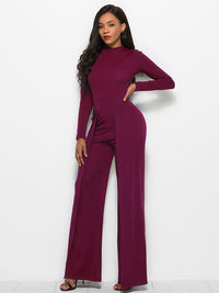 Long Sleeve Mock Neck Wide Leg Jumpsuit – Chic & - Modestly Vogue 