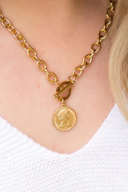 – | Coin Accent Chain Necklace - Modestly Vogue 