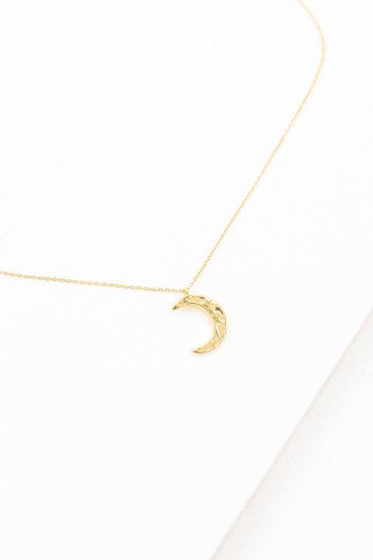 – | Crescent Moon Hammered Necklace - Modestly Vogue 