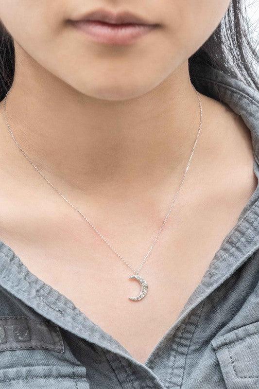 – | Crescent Moon Hammered Necklace - Modestly Vogue 