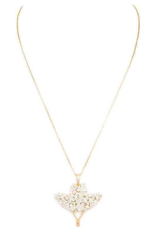 – | Cubic Zirconia Cowboy Hat Pendant Necklace - Modestly Vogue 