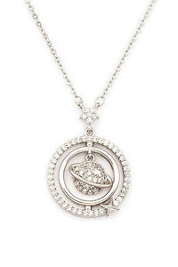 – | Cubic Zirconia Planet Pendant Necklace - Modestly Vogue 