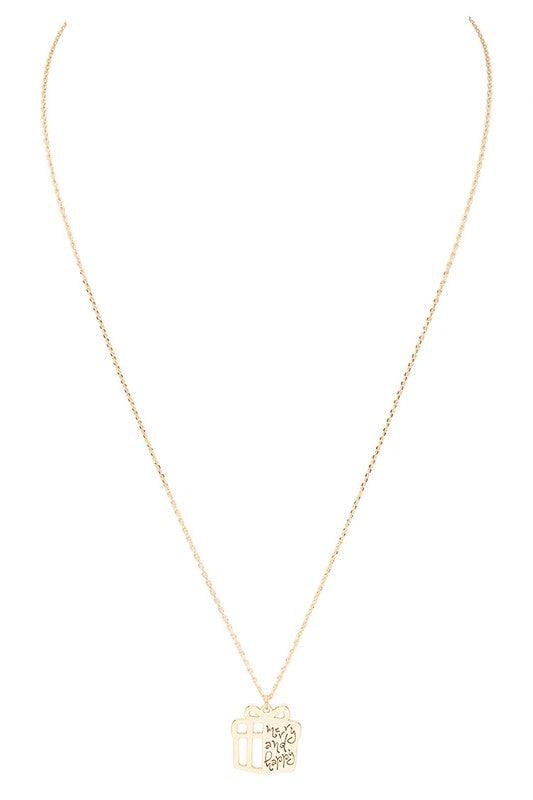 – | Laser Cut Holiday Present Dainty Pendant Necklace - Modestly Vogue 