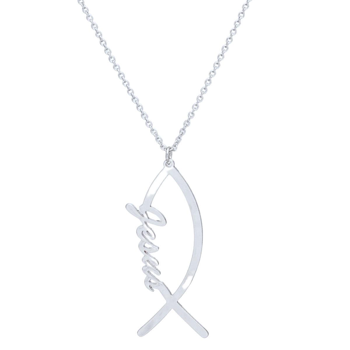 – | Necklace Jesus Fish Pendant Silver Chain - Modestly Vogue 