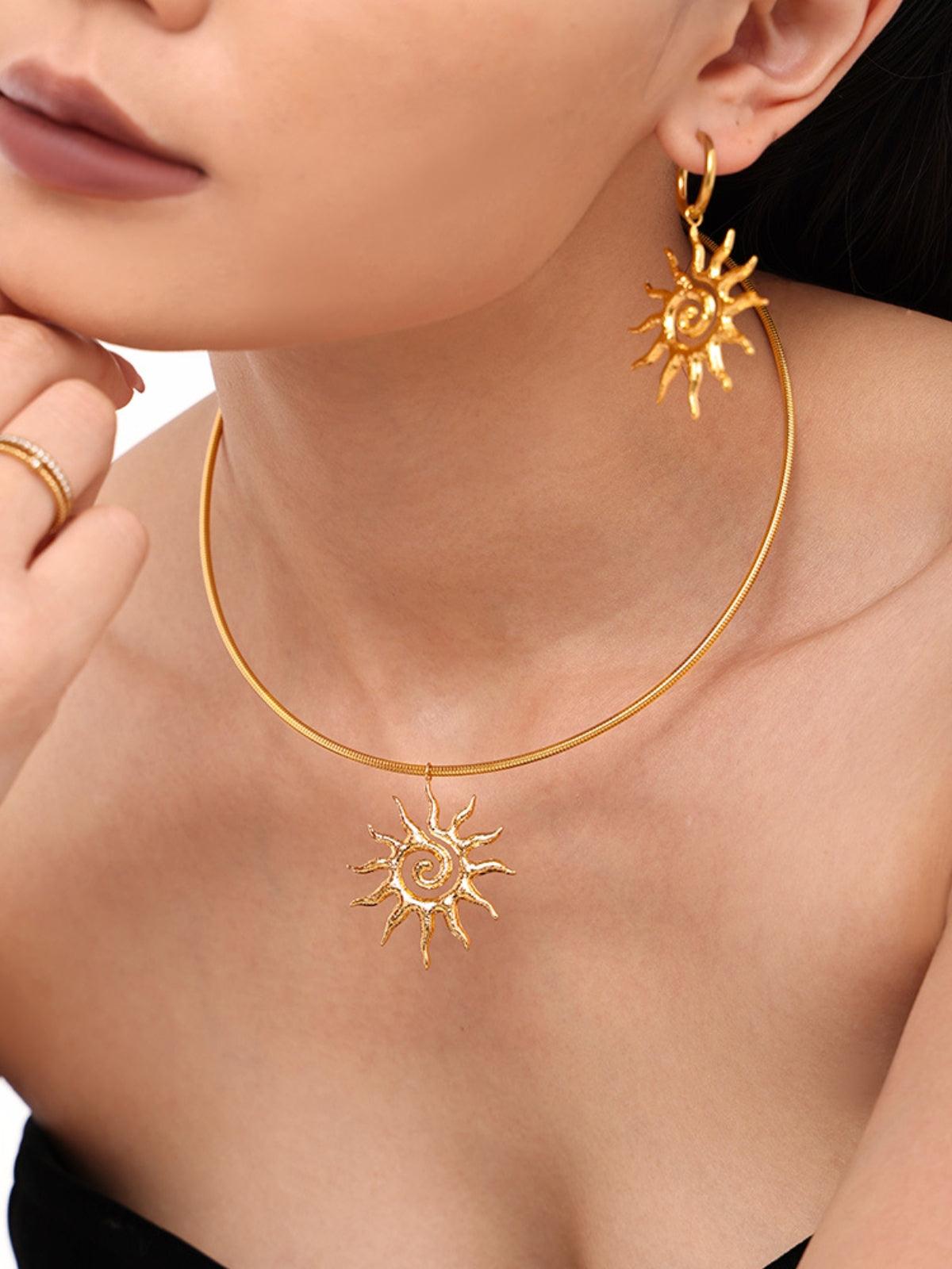 – | – | 18K GoldPlated Sun Necklace and 2 Piece Jewelry Set - Modestly Vogue 