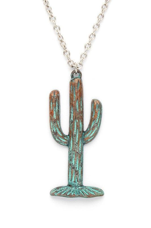 Boho Chic – | Vintage Inspired Cactus Pendant Necklace Set - Modestly Vogue 