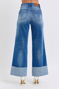 Denim Judy Blue Full Distressed High Waist Wide Leg Jeans - Modestly Vogue 