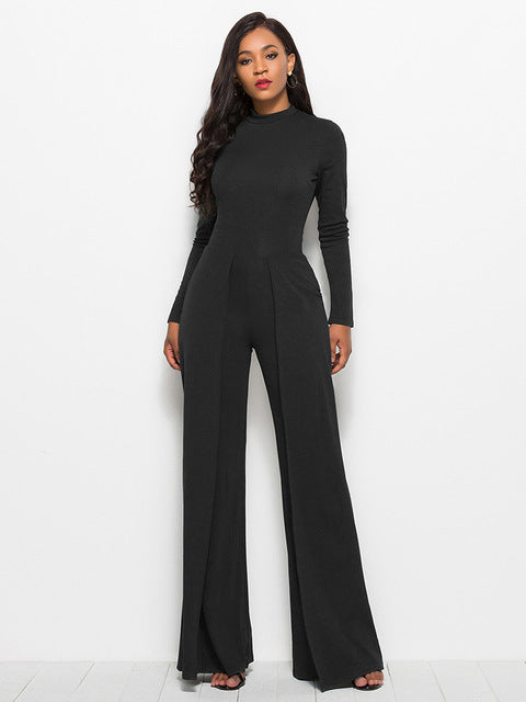 Long Sleeve Mock Neck Wide Leg Jumpsuit – Chic & - Modestly Vogue 