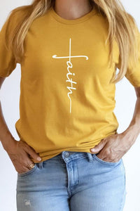 Faith Vertical Text Graphic Tee - Modestly Vogue 