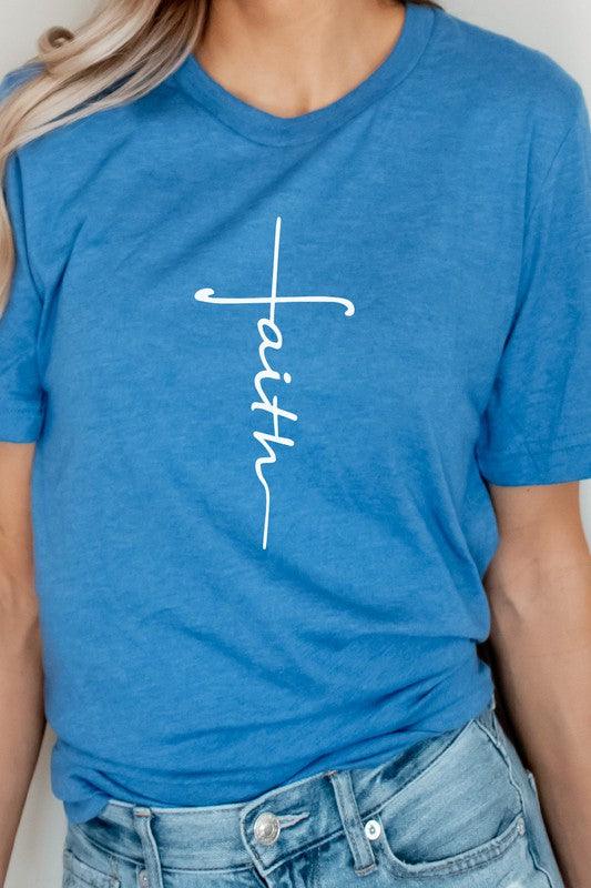 Faith Vertical Text Graphic Tee - Modestly Vogue 