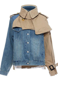 Denim TWO-TONE DENIM JACKET - Modestly Vogue 