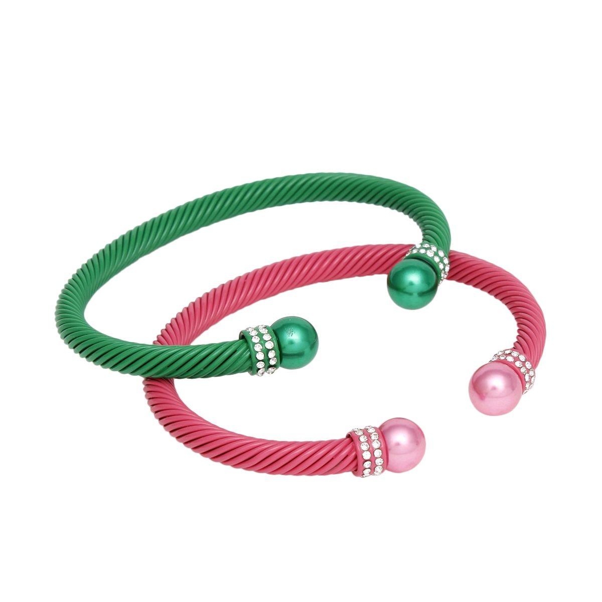 Fashionable Bracelets for Women – Stylish & Elegant Collection | Modestly Vogue 2 Pcs Pink Green Cable Bangles - Modestly Vogue 