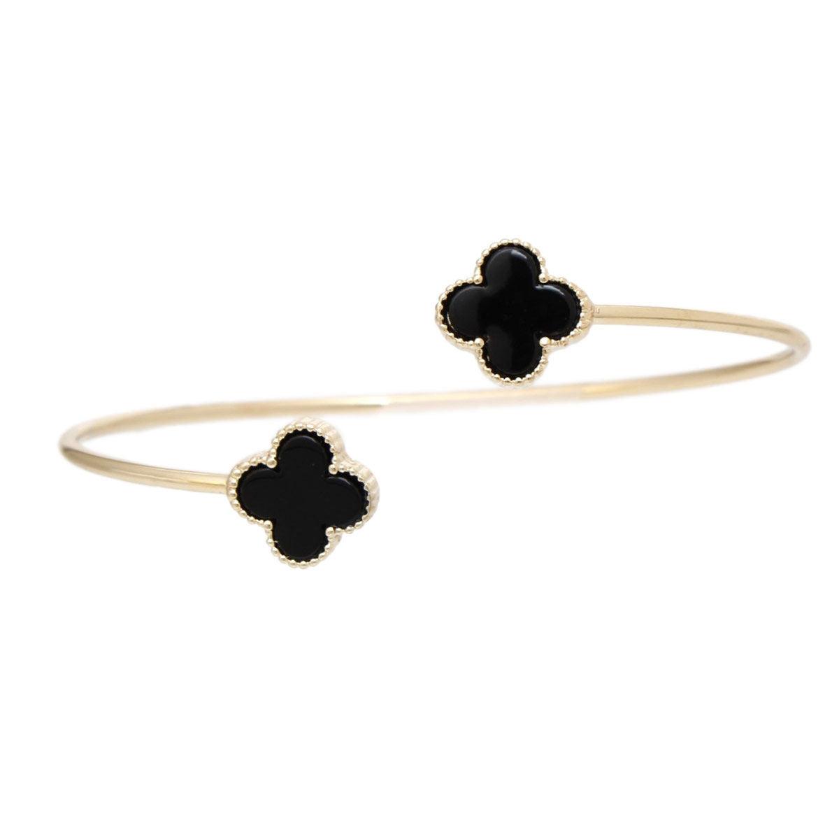 Fashionable Bracelets for Women – Stylish & Elegant Collection | Modestly Vogue Bangle Gold Black Clover Open Bracelet for Women - Modestly Vogue 