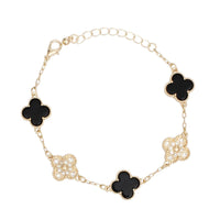 Fashionable Bracelets for Women – Stylish & Elegant Collection | Modestly Vogue Bracelet Gold Black Clover Station Charm Women - Modestly Vogue 