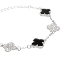 – | Bracelet Silver Black Clover Station Charm - Modestly Vogue 