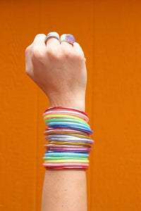 Glitter Rainbow Chakra Bangles, 10 Jelly Bracelets - Modestly Vogue 