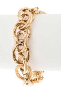 Gold Hammered Heart Charm Stretch Bracelet - Modestly Vogue 