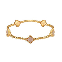 Metal Flower Clover Stretch Bracelet - Modestly Vogue 