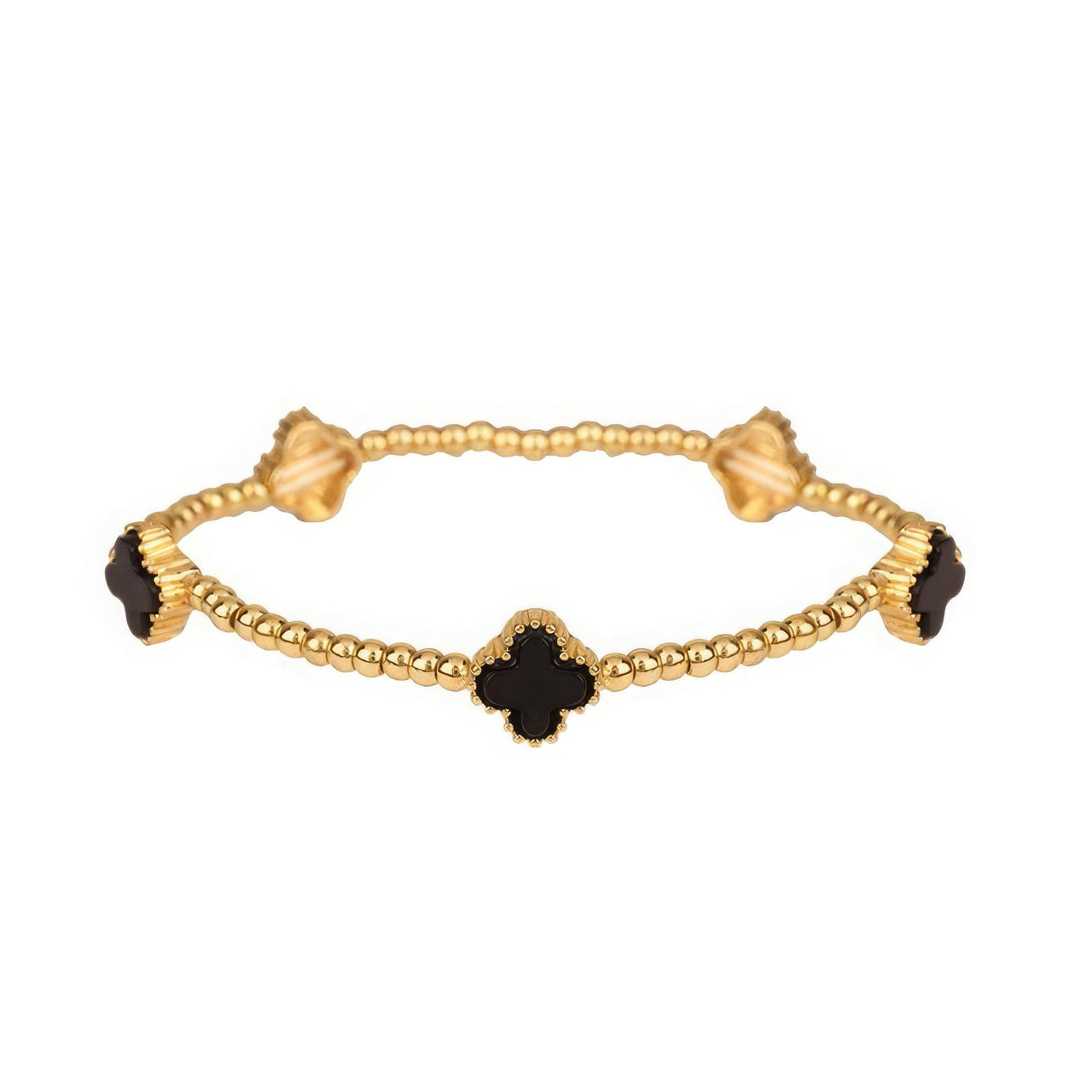 Metal Flower Clover Stretch Bracelet - Modestly Vogue 