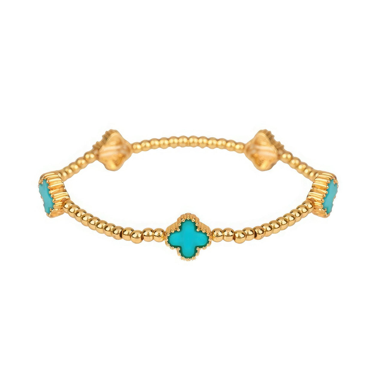 Metal Flower Clover Stretch Bracelet - Modestly Vogue 